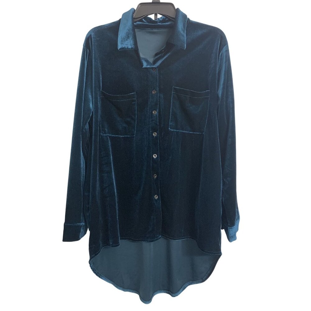 Velvet  L Whimsigoth Grunge Cozy Tunic‎ Winter Blouse Green